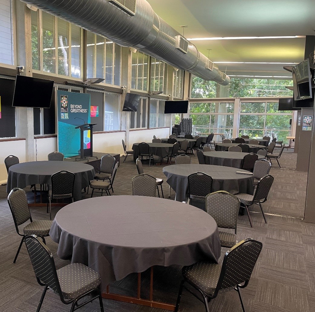 A table setup inside the Centurions Lounge